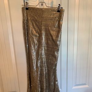Line and Dot Sequin Mermaid style maxi skirt- gold